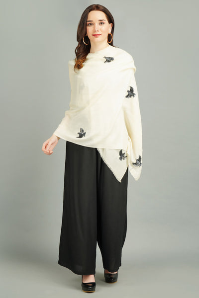 -  Cashmere Wool With Eagle Work Stole