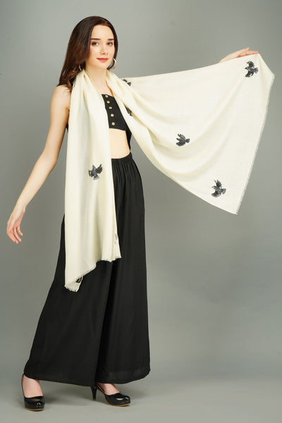 -  Cashmere Wool With Eagle Work Stole