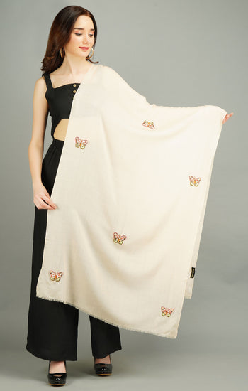 Cashmere Wool With Butterfly Work Stole