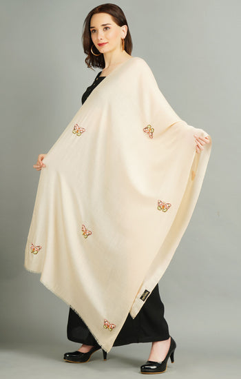 Cashmere Wool With Butterfly Work Stole