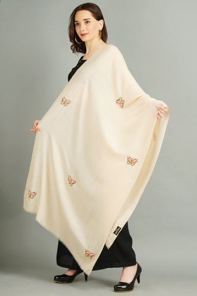 -  Cashmere Wool With Butterfly Work Stole