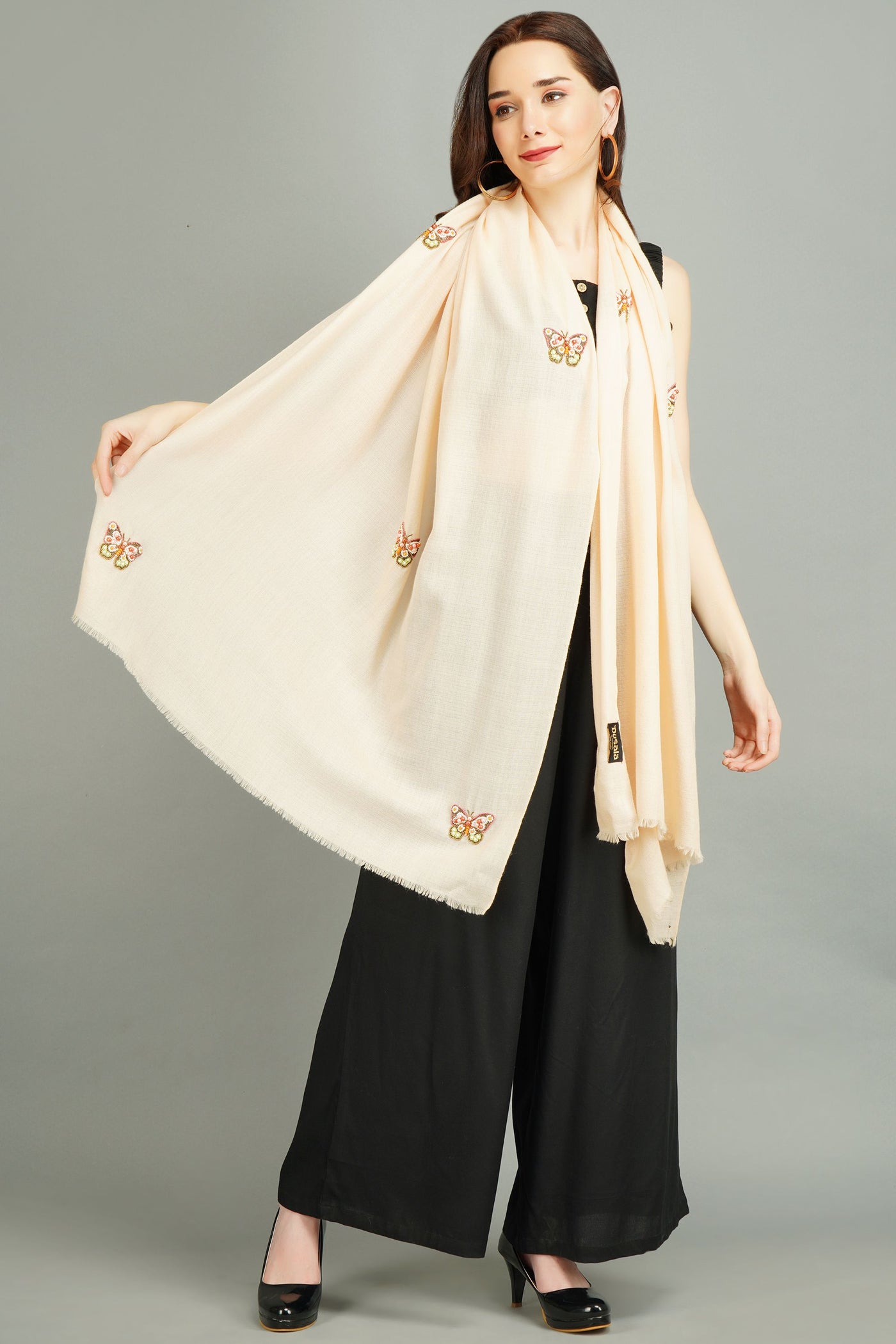 Cashmere Wool With Butterfly Work Stole