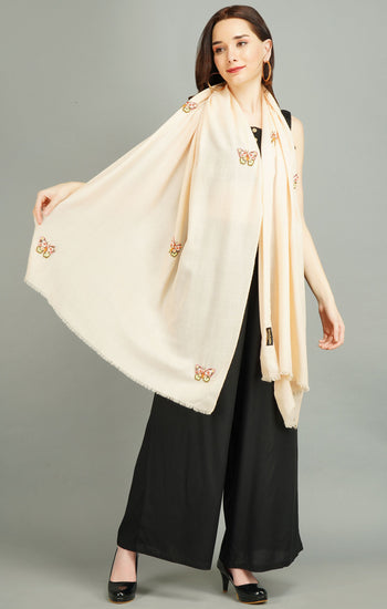 Cashmere Wool With Butterfly Work Stole