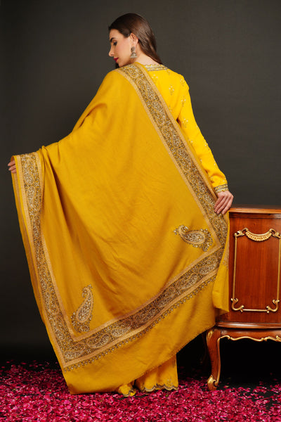 Pashmina Wool In Antique Jamawar Zari Paisley Design