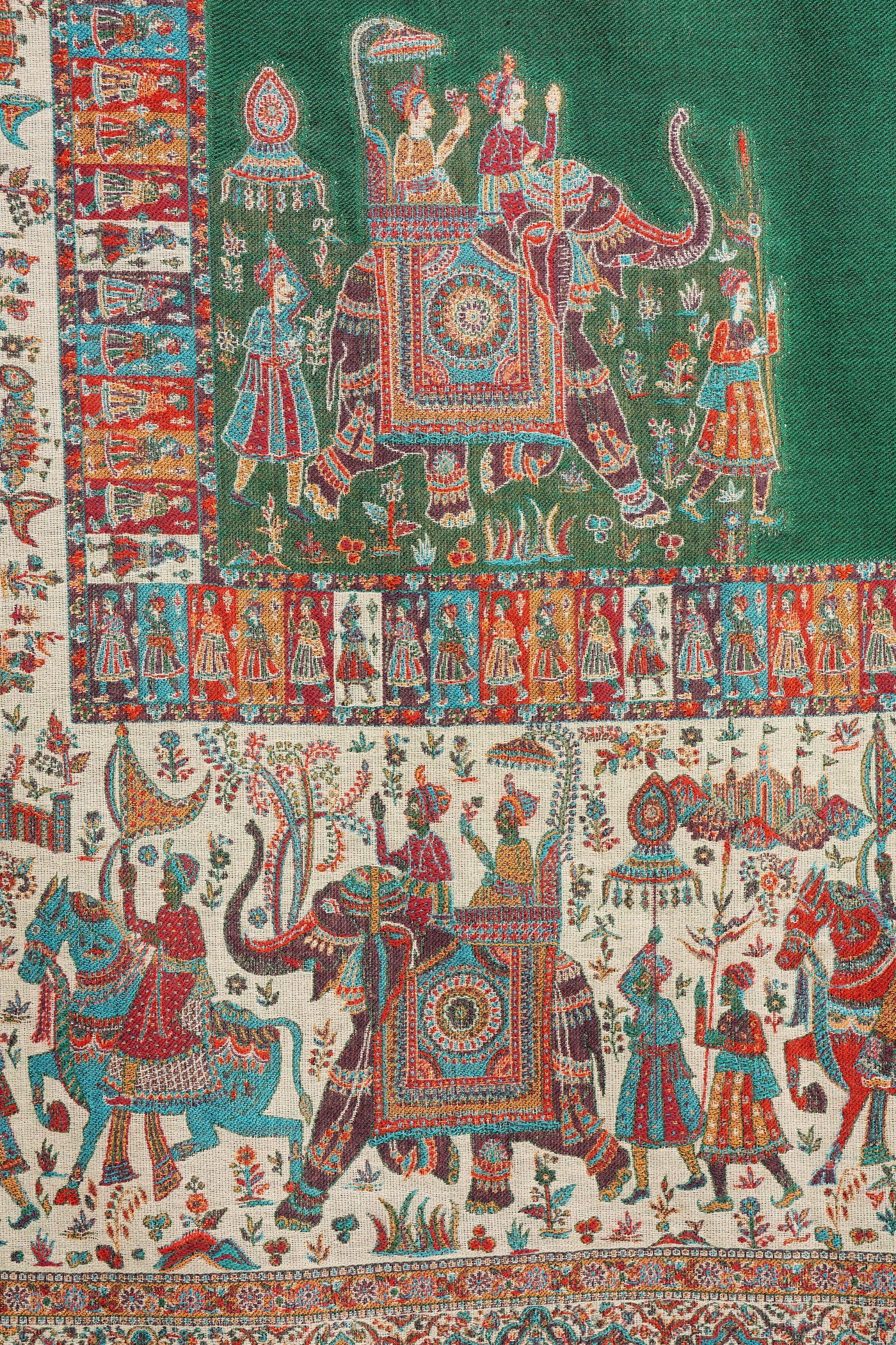 -  Pashmina Wool In Antique Jamawar Paisley Design