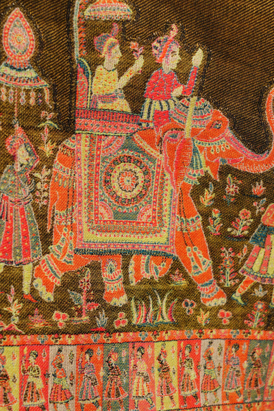 -  Pashmina Wool In Antique Jamawar Paisley Design