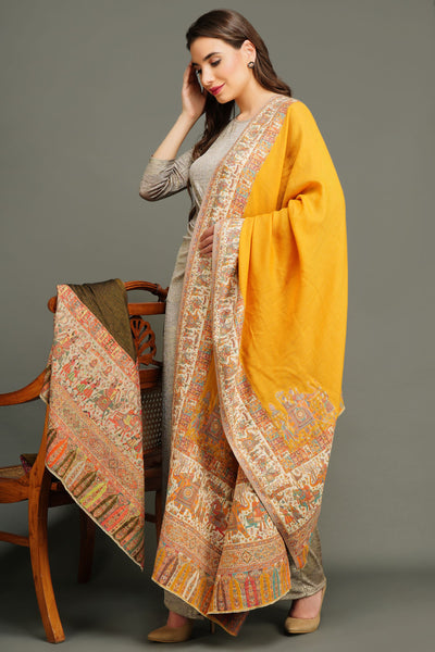 -  Pashmina Wool In Antique Jamawar Paisley Design