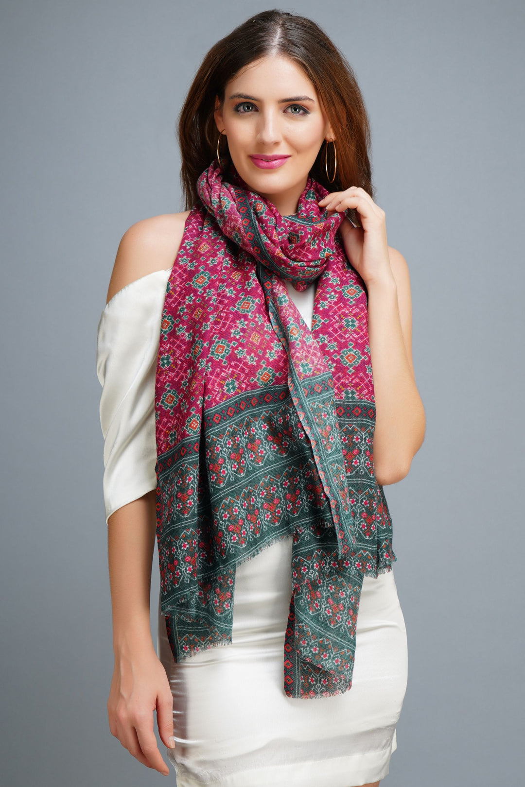 -  Cashmere Fine Wool In Kani Multicolor Design Stole
