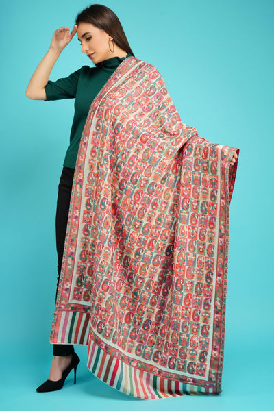 -  Cashmere Multicolor Kani Weave Shawl