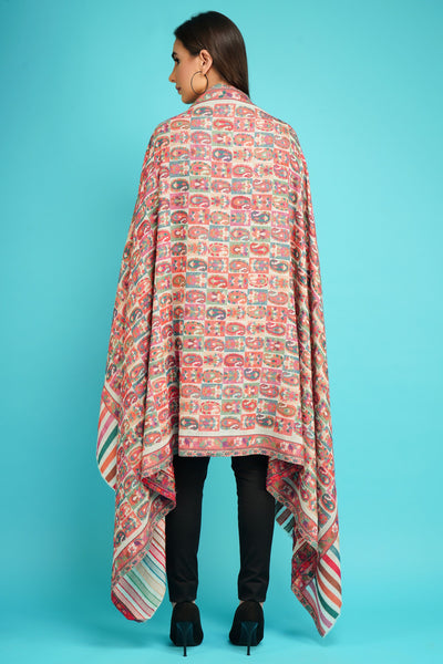 -  Cashmere Multicolor Kani Weave Shawl