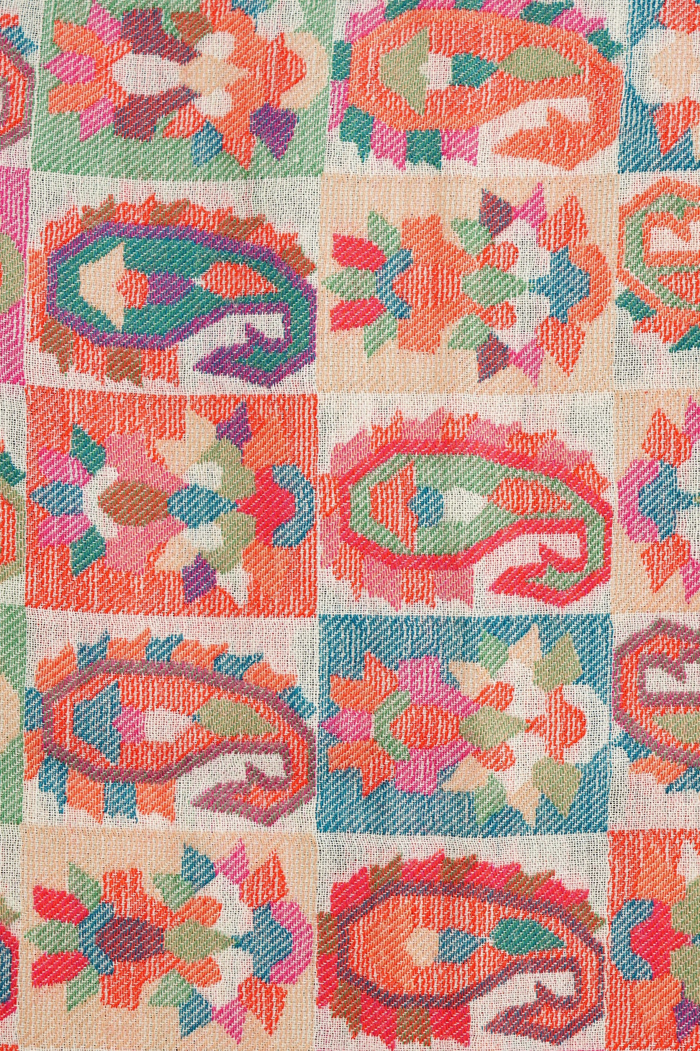 -  Cashmere Multicolor Kani Weave Shawl