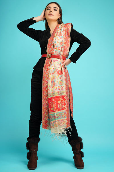 Cashmere Multicolor Kani Weave Shawl