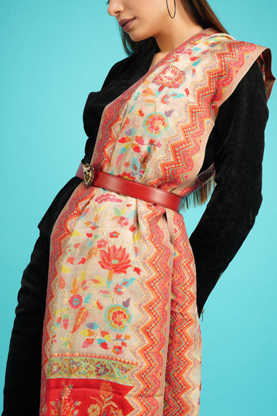 -  Cashmere Multicolor Kani Weave Shawl