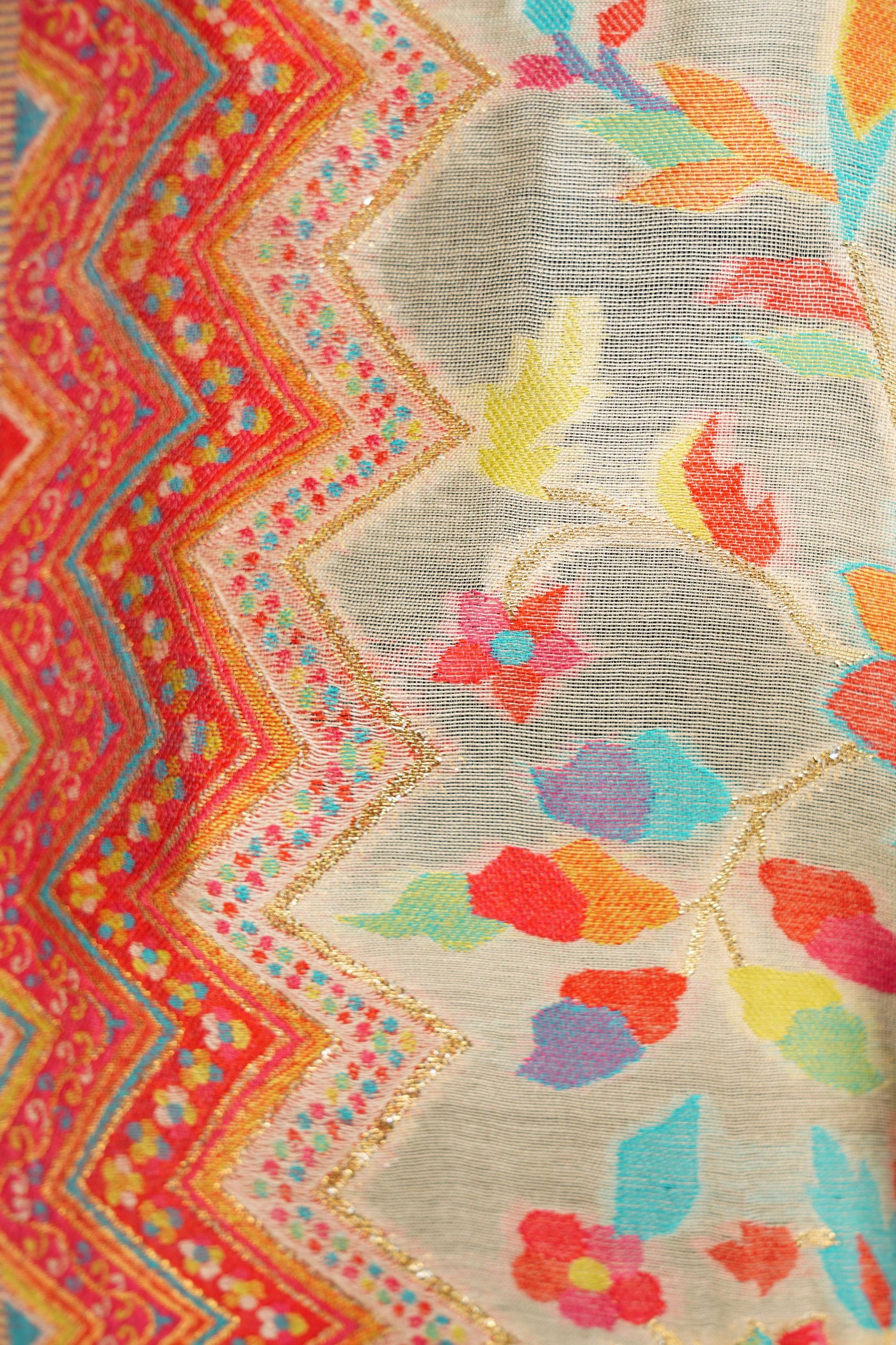 -  Cashmere Multicolor Kani Weave Shawl