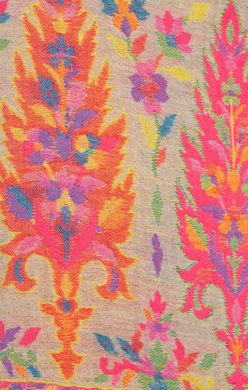 Pashmina Blended With Wool Multicolor Kani Weave Border Stole