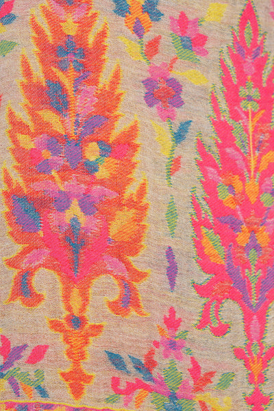-  Pashmina Blended With Wool Multicolor Kani Weave Border Stole