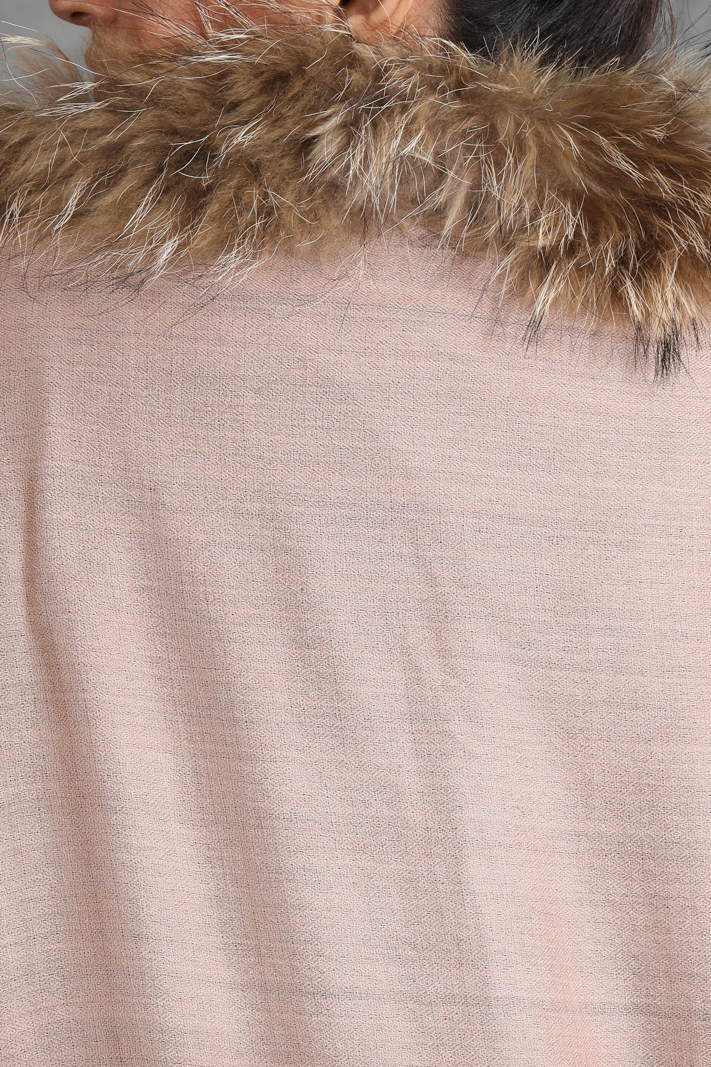 Cashmere Plain Stole With Hight Quality Ombre Fur Stole