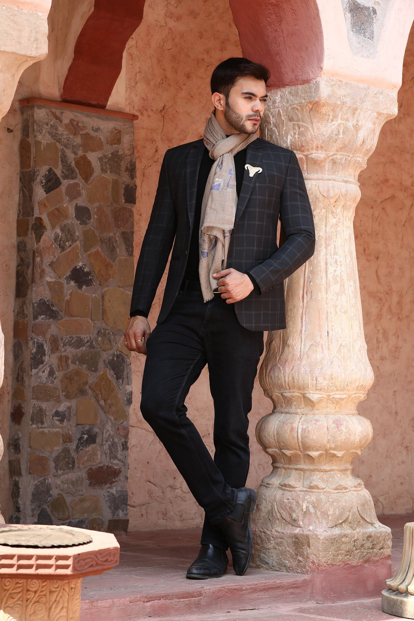 -  Cashmere Stone Work Stole