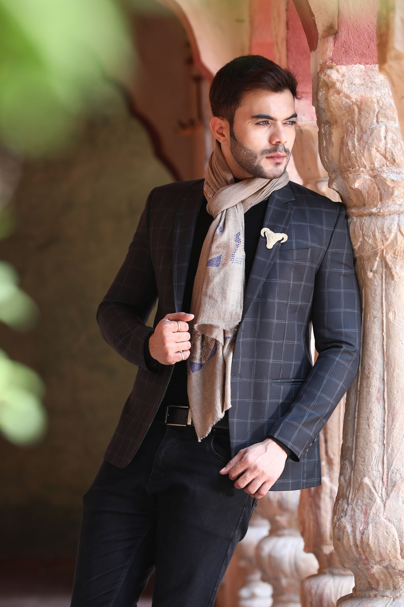 -  Cashmere Stone Work Stole