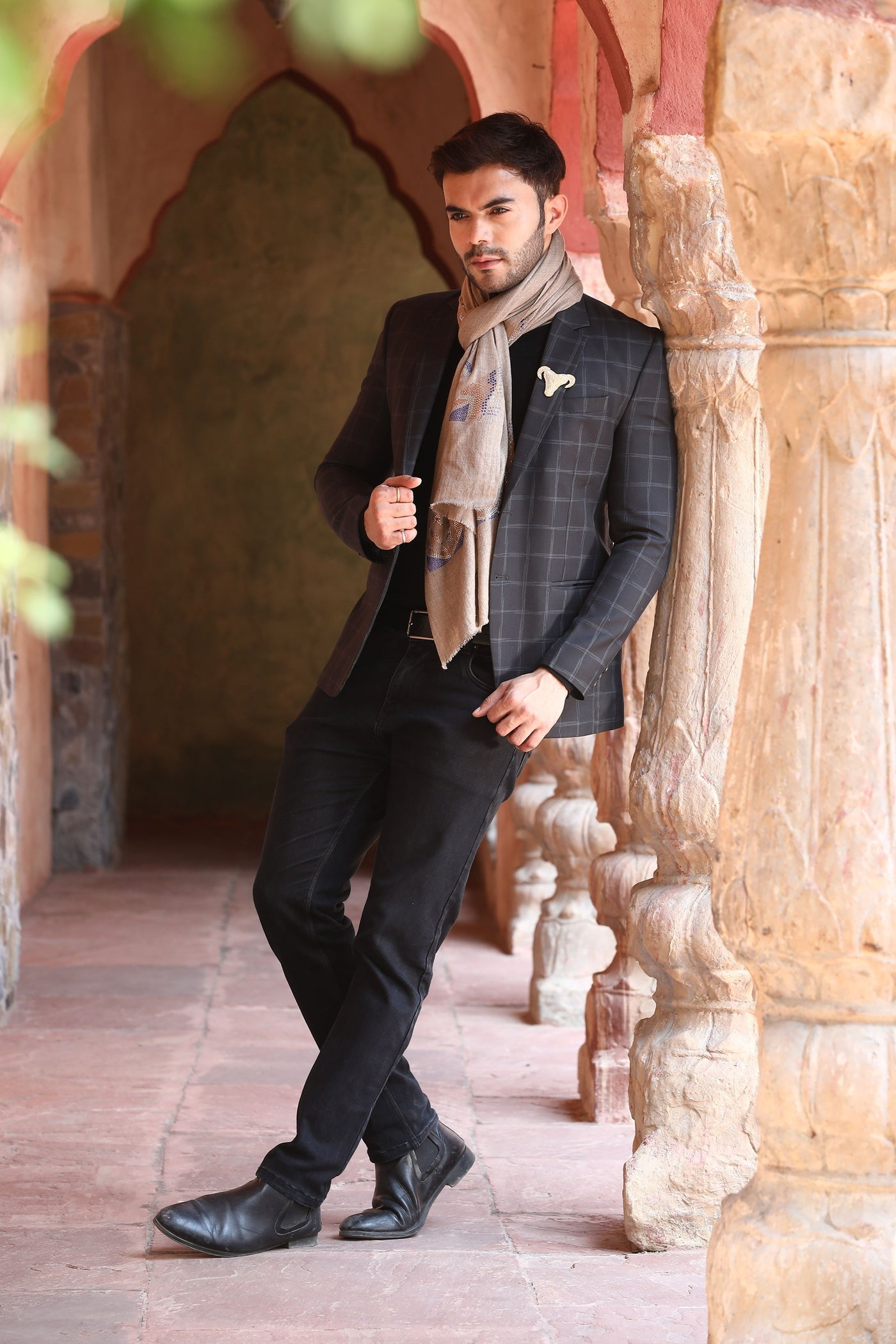 -  Cashmere Stone Work Stole