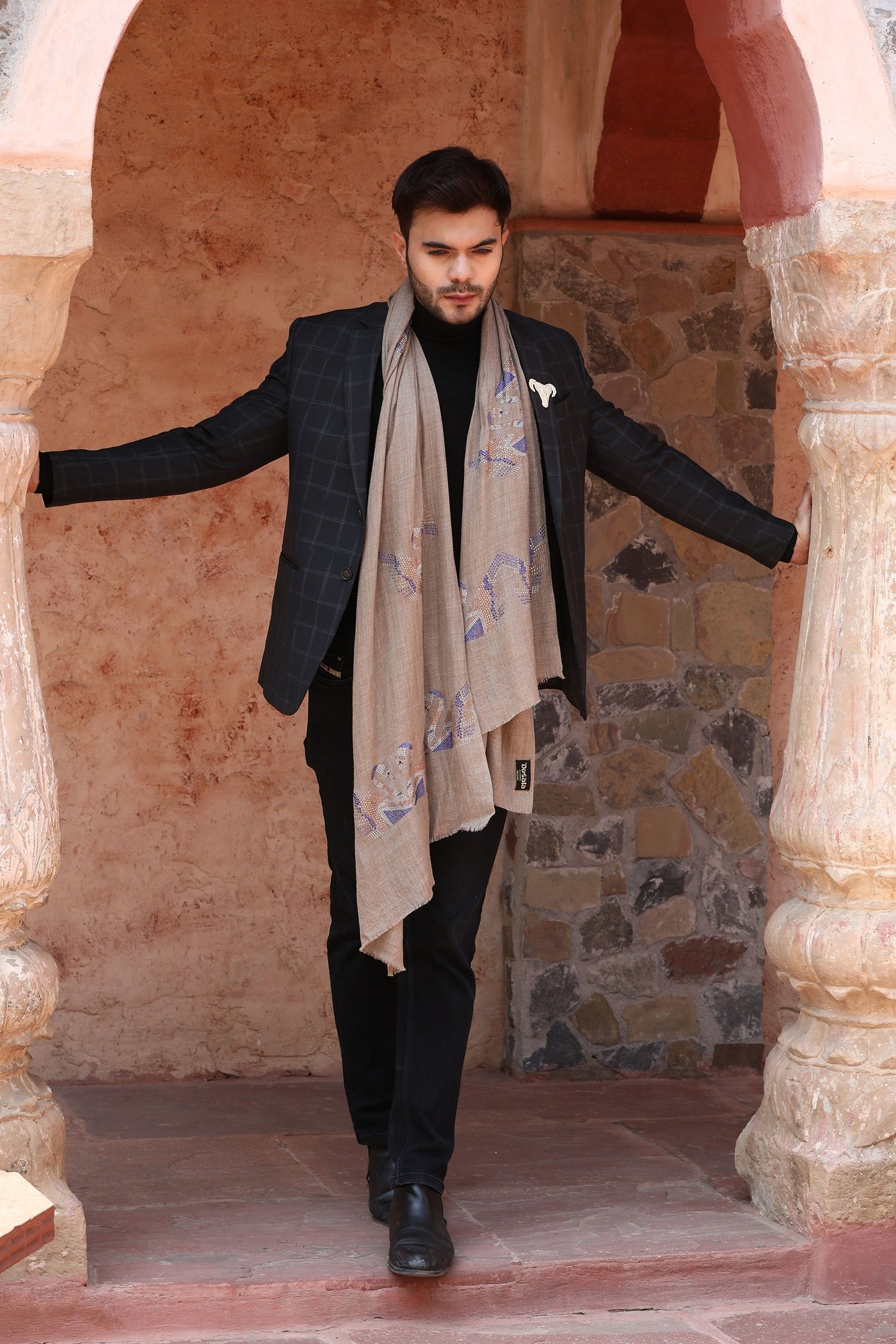 -  Cashmere Stone Work Stole