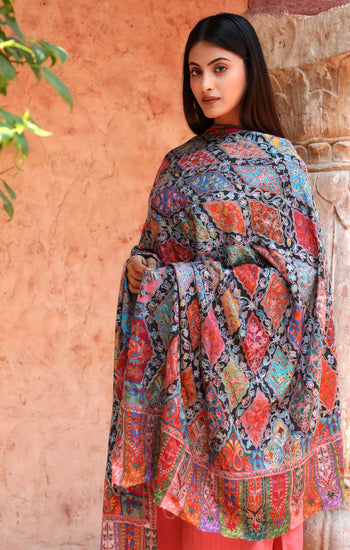 Pashmina Kalamkari Design Fine Wool Shawl