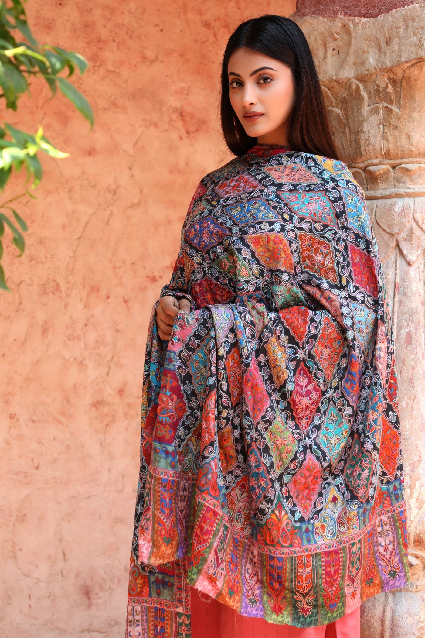 -  Pashmina Kalamkari Design Shawl