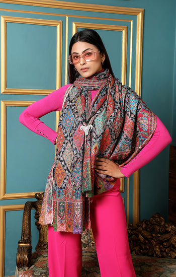 Pashmina Kalamkari Design Fine Wool Shawl