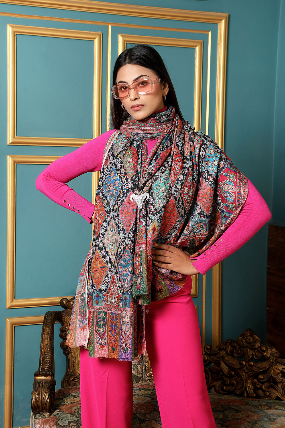 '-  Pashmina Kalamkari Design Shawl