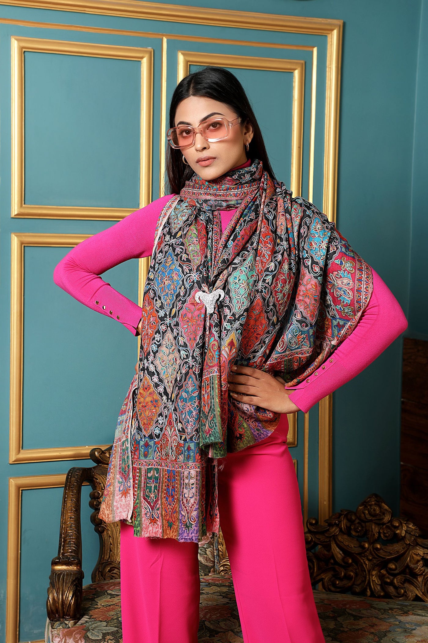 -  Pashmina Kalamkari Design Shawl