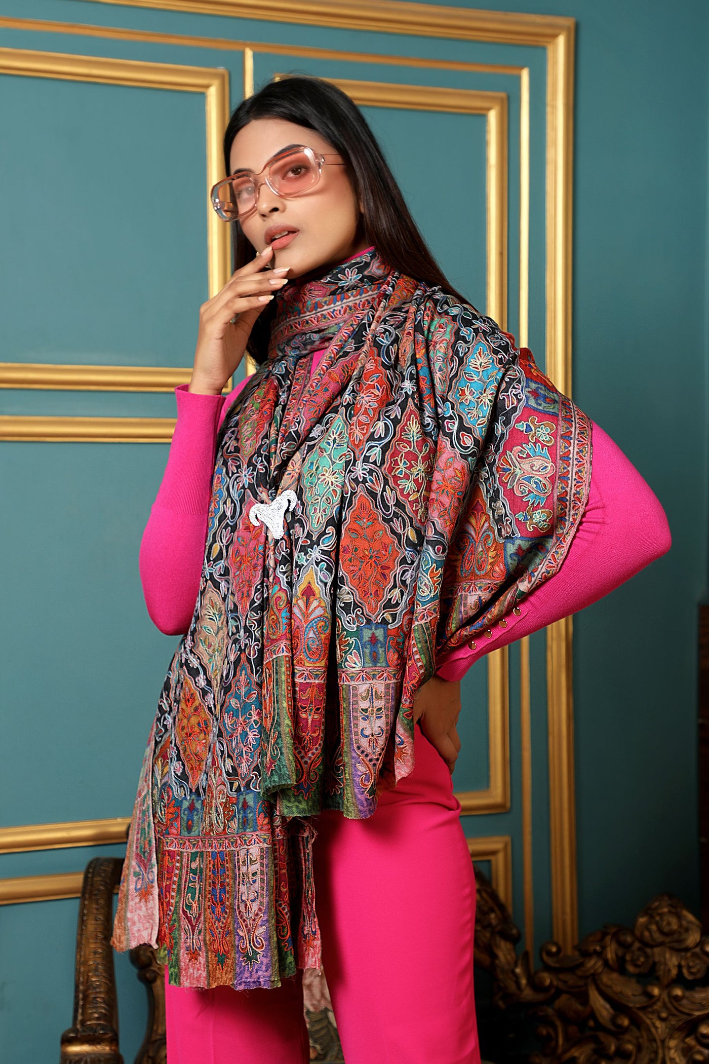 -  Pashmina Kalamkari Design Shawl