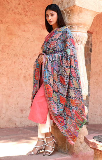 Pashmina Kalamkari Design Fine Wool Shawl