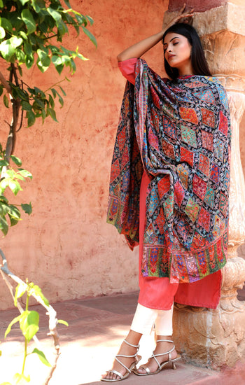 Pashmina Kalamkari Design Fine Wool Shawl