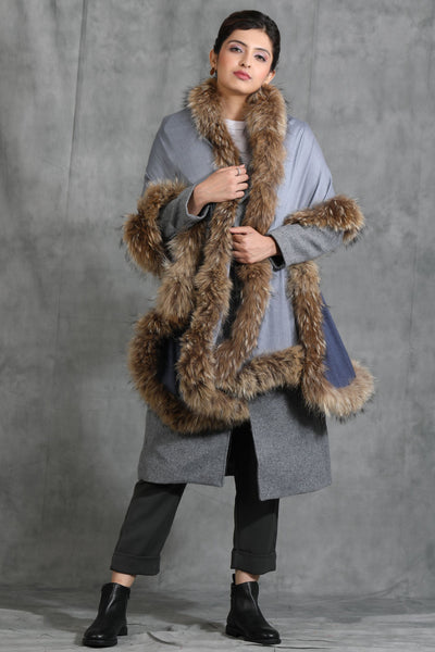 -  Cashmere High-Quality Fur Stole