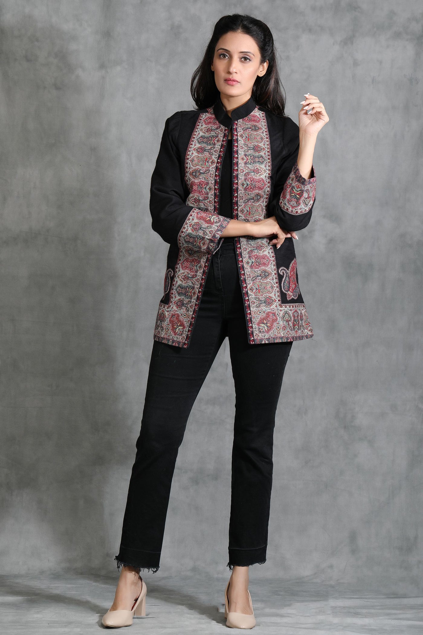 Black Vintage Jacket With Paisley Design