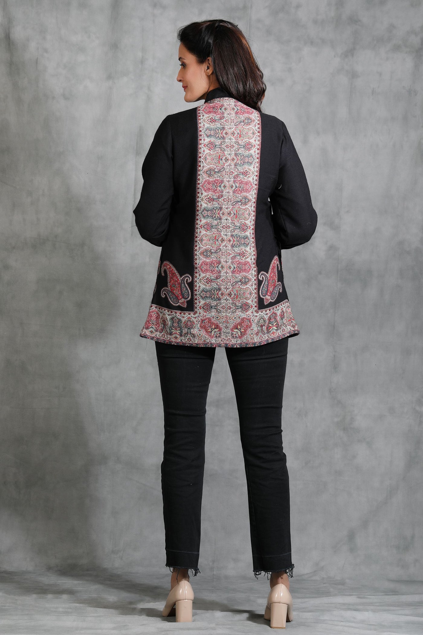 Black Vintage Jacket With Paisley Design