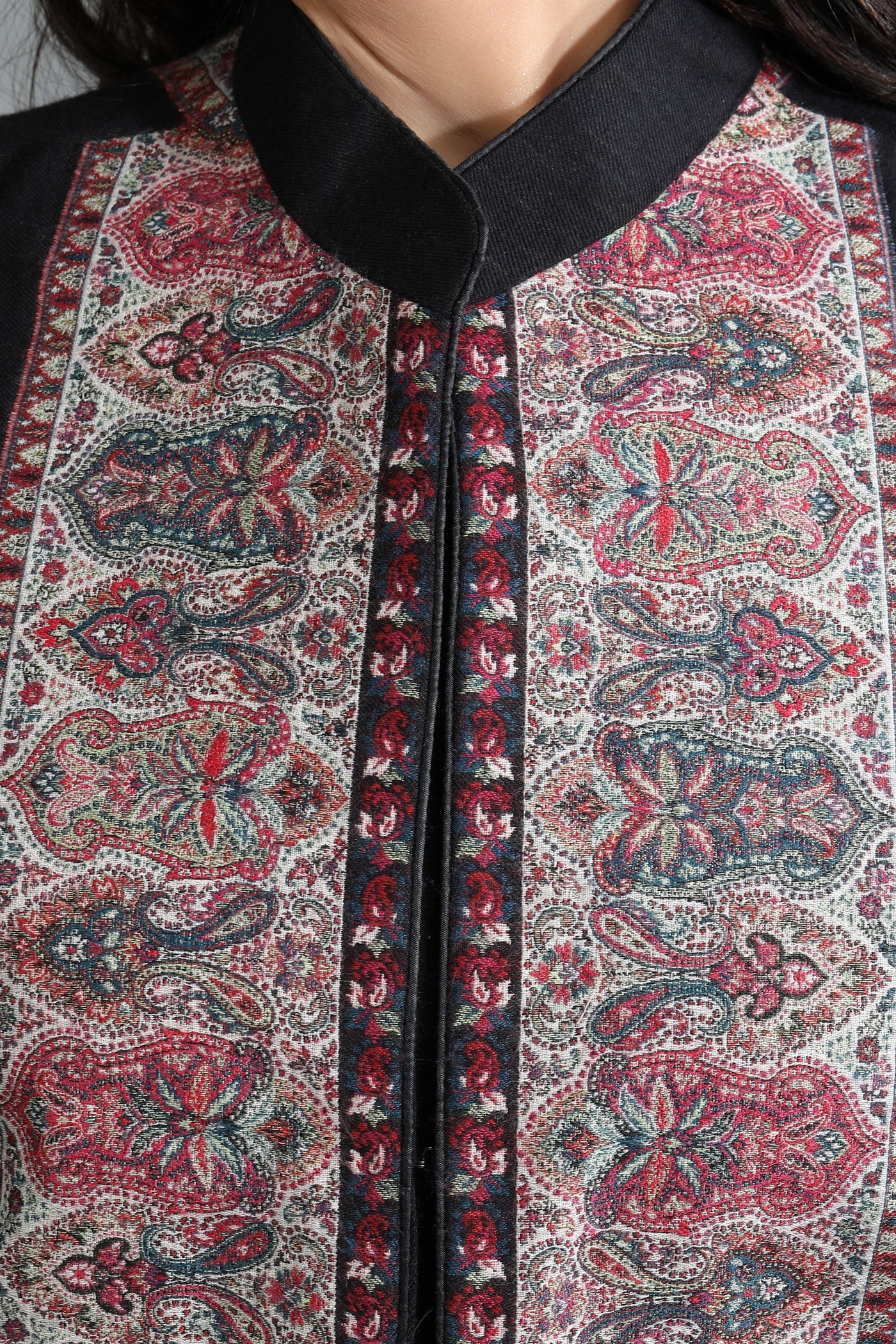 Black Vintage Jacket With Paisley Design