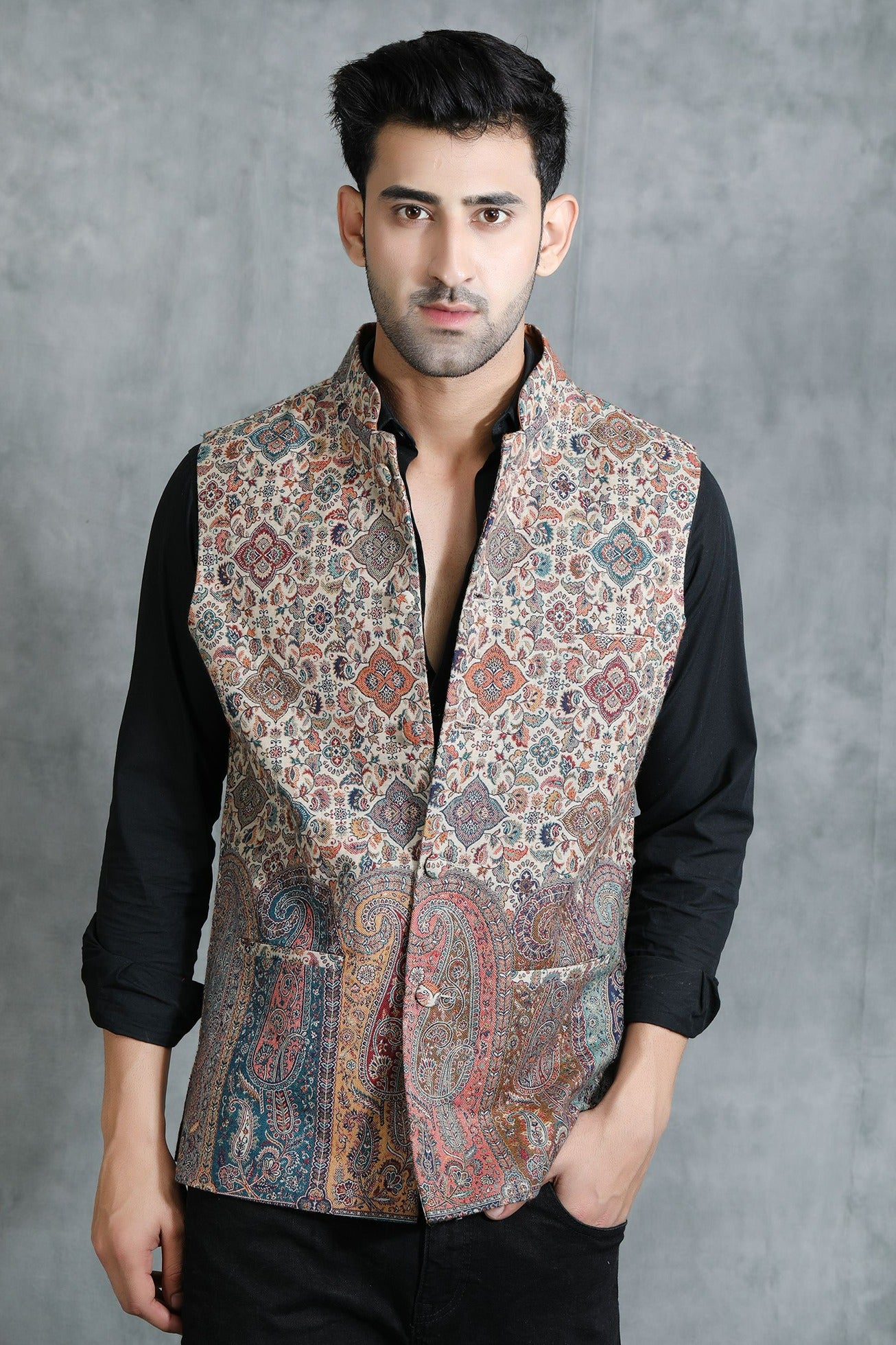 -  Vintage Kani Waist Coat With Paisley Design