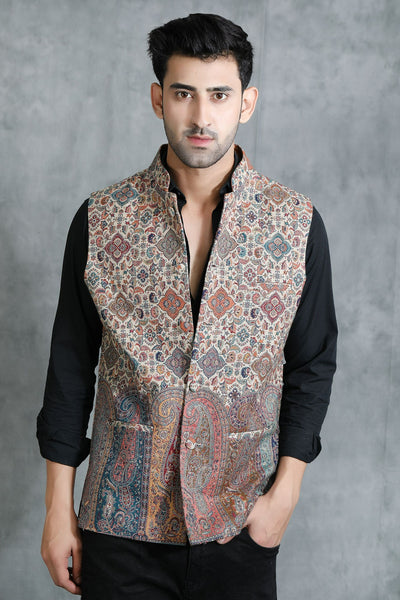 -  Vintage Kani Waist Coat With Paisley Design