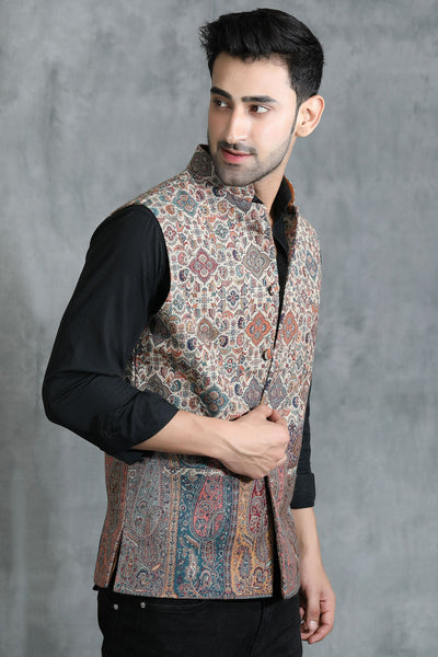 -  Vintage Kani Waist Coat With Paisley Design
