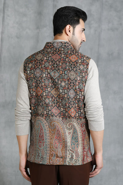 -  Pashmina Vintage Waist Coat With Paisley Design