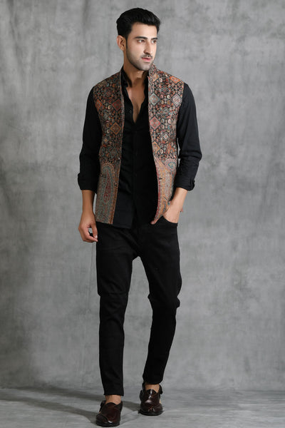 -  Pashmina Vintage Waist Coat With Paisley Design