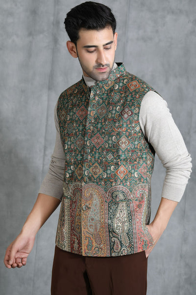 Pashmina Vintage Waist Coat With Paisley Design