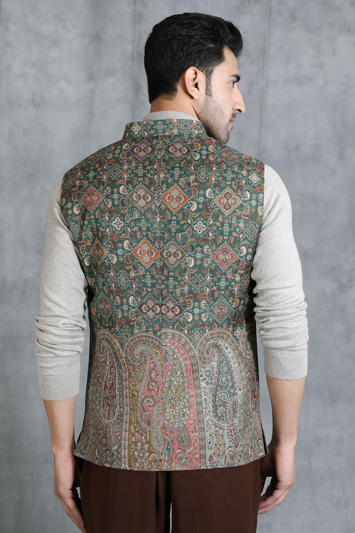 Pashmina Vintage Waist Coat With Paisley Design