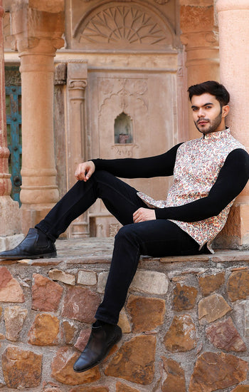 Pashmina Vintage Kani Desgin Mens' Waist Coat/Bandi