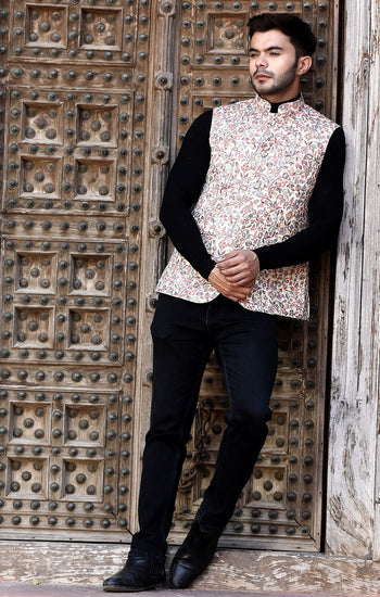 Pashmina Vintage Kani Desgin Mens' Waist Coat/Bandi