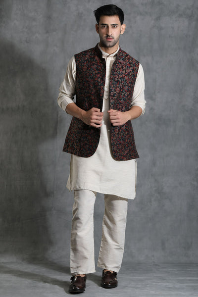 -  Pashmina Vintage Kani  Waist Coat With Paisley Design