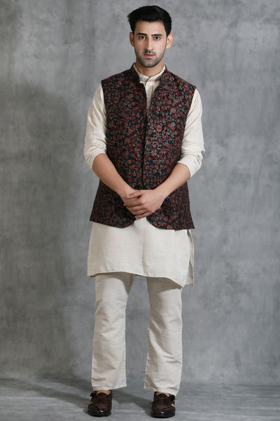 -  Pashmina Vintage Kani  Waist Coat With Paisley Design