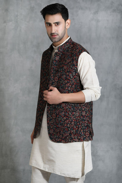 -  Pashmina Vintage Kani  Waist Coat With Paisley Design