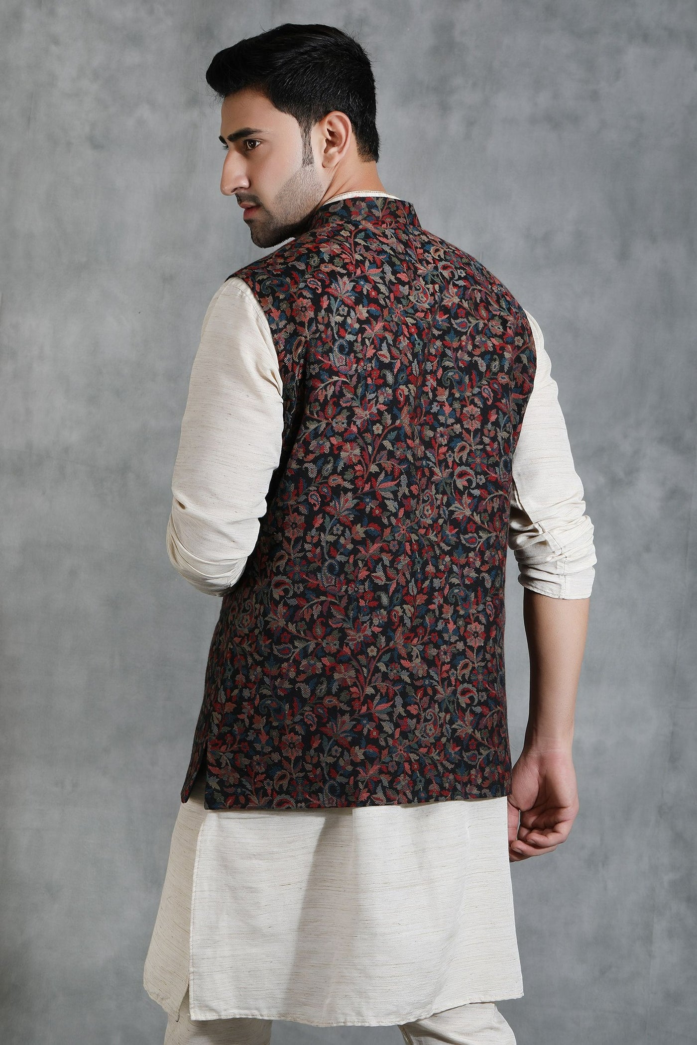 -  Pashmina Vintage Kani  Waist Coat With Paisley Design